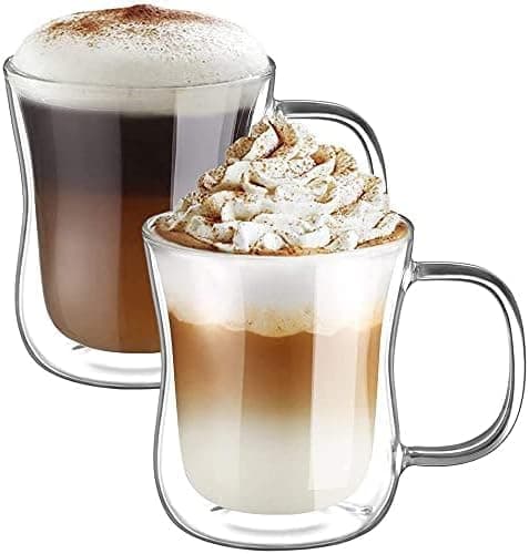 Ecooe Doppelwandige Kaffeetassen Glas 2er Set für Cappuccino und Tee Borosilikatglas