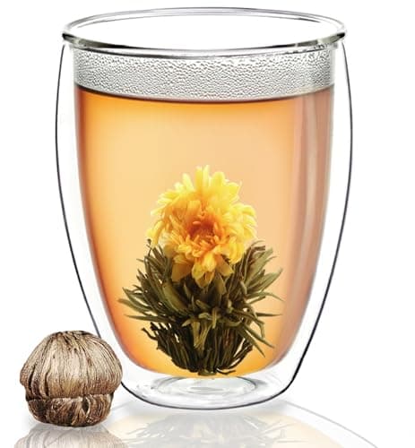 Creano Doppelwandiges Thermoglas für Männer und Frauen | Extra Großes Hitzebeständiges Kaffeeglas/Teeglas | 400ml inkl.