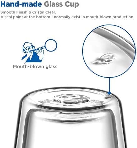 Ecooe Doppelwandige Kaffeetassen Glas 2er Set für Cappuccino und Tee Borosilikatglas