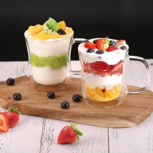 Ecooe Doppelwandige Kaffeetassen Glas 2er Set für Cappuccino und Tee Borosilikatglas
