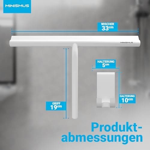 Minismus Silikon Duschabzieher Schwarz 28cm - Makellose Oberflächen, Kein Bohren erforderlich, Glas & FensterHalterung i