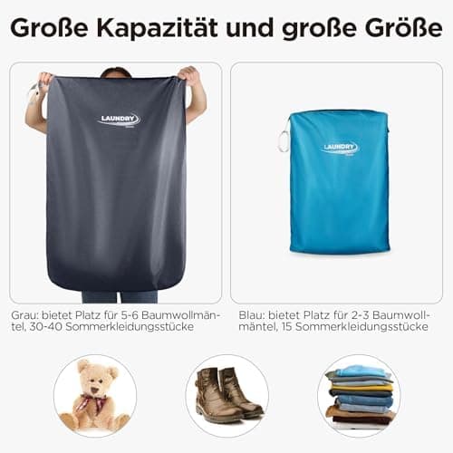 Ecooe XXL Reise Wäschesack mit Reißverschluss | Große Wäschesäcke für Reisen und Camping | 2er-Pack wäschebeutel, schmut