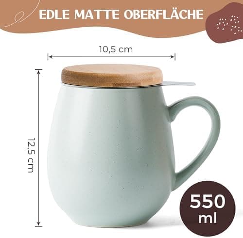 Teetasse mit Sieb XXL - 550 ml - für Tee-Zubereitung bei Bedarf