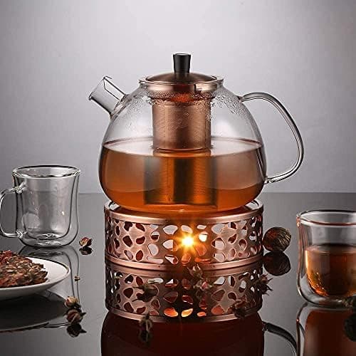 Ecooe Original 1500ml Bronzeschiefer Glass Tea Kettle Borosilicate Glass Tea Infuser with Removable 18/8 Stainless Steel