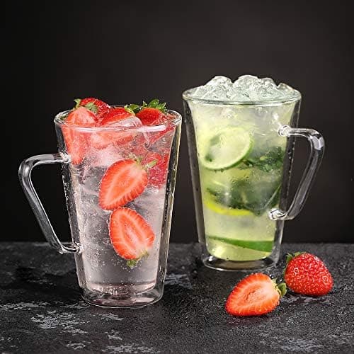 Ecooe Doppelwandige Kaffeetassen Glas 2er Set für Cappuccino und Tee Borosilikatglas