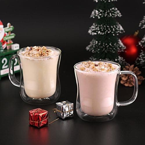 Ecooe Doppelwandige Kaffeetassen Glas 2er Set für Cappuccino und Tee Borosilikatglas