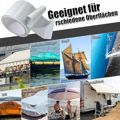 Reparaturset Schwarz für Zelt und Markise - Kleber zur Reparatur von Plane & Schutzplanen (5cm*10m)  
Klebeband Schwarz