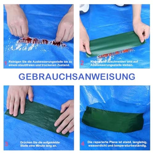PE Planenband, stark klebendes Reparaturklebeband für Gewebeplastikplanen, ideal für LKW-Plastikplanen, Markisen und Zel