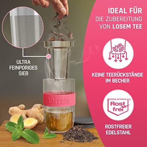 Teebecher mit Sieb 380ml Doppelwandig Taupe