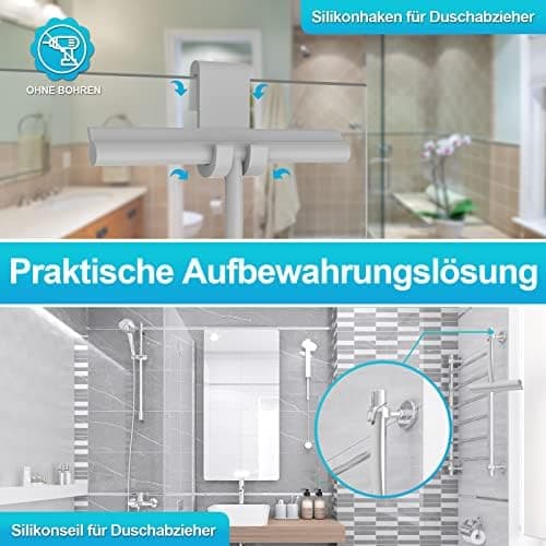 ACMETOP Schwarz Duschabzieher, Silikon Abzieher ohne Bohren, für Duschspiegel und Badezimmer, 23,5 cm, Glas-Reinigung, S