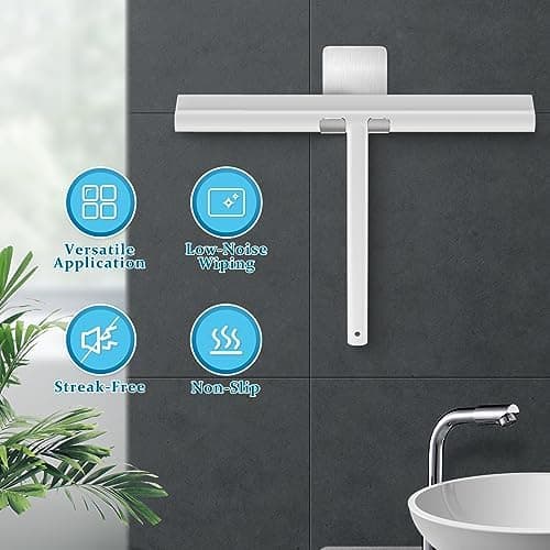 MOSUO Silikon Duschabzieher für Badezimmer und Spiegel (White 28CM)
| MOSUO Abzieher mit Edelstahl-Kern für Fensterabzi