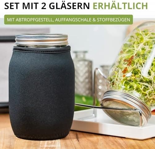 Westmark Sprossenglas Keimglas Set 2 STK - Edelstahl-Sieb & Abtropf - Für Sprossen & Microgreens - 950 ml