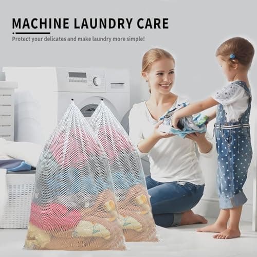 3 Stück Wäschenetz für Waschmaschine - Wäschebeutel 40cm - 60cm, 3 Verschiedene Größen, Kordelstopper, Wiederverwendbar