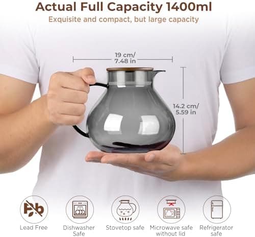 Ecooe 1000mL Teekanne mit Stövchenglas und Edelstahl-warme-teee-Teebereiter