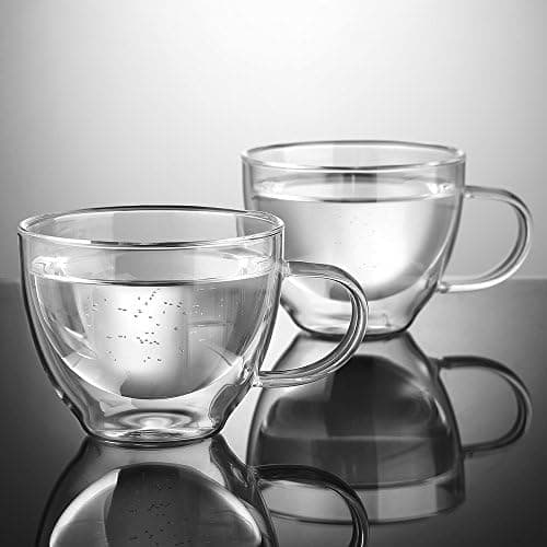 Ecooe Doppelwandige Kaffeetassen Glas 2er Set für Cappuccino und Tee Borosilikatglas