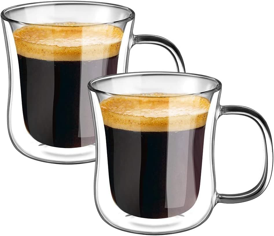 Ecooe Doppelwandige Kaffeetassen Glas 2er Set für Cappuccino und Tee Borosilikatglas