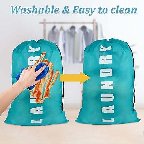 Reise Wäschesack Groß Faltbar Wasserdicht, 61x92 cm, Grau Blau  
Reisetasche Faltbar Schmutzwäsche Wäschesammelbeutel, W