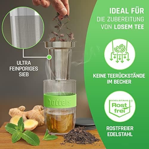 Teebecher mit Sieb 380ml Doppelwandig Taupe