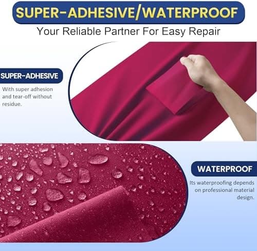 Selbstklebender Textilkleber 10x200cm, Wasserdicht Repair Patch, Zelt Stoffspar Patch für Sofa RV Markisen Stühle