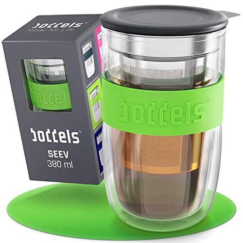 Teebecher mit Sieb 380ml Doppelwandig Taupe