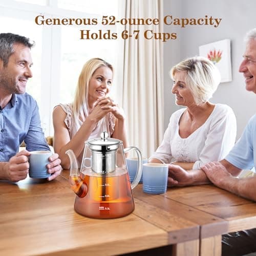 Zpose 1200ml Hitzebeständige Teekanne mit Edelstahl Filter und Sieb für cada Tee