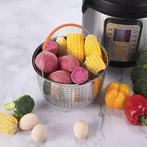 Edelstahl Dampfgarer Dampfeinsatz, Instant Topf Zubehör - Kochen & Gemüse Dampfkorb, Dämpfkorb für Schnellkochtopf mit S