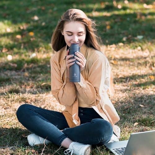 Ideaux Isolierbecher 14oz (420ml) | Doppelwandig | Eign. für Kaffee & Tee - Grün | Auslaufsicher | Reisebef. | Heiß & Ka