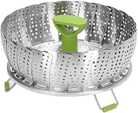 Edelstahl Dampfgarer mit Griff für Küche, Ideal für Gemüse und Meeresfrüchte, 13cm bis 23cm, Faltbar und Einziehbar, Spü