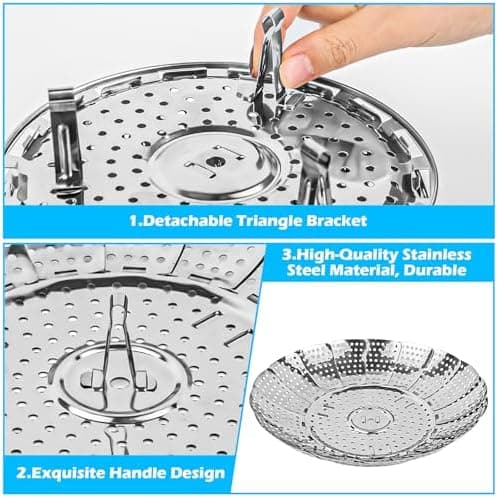 Edelstahl Dampfgarer Einstellbar - Dünsteinsatz für Topf Dampfgarer - Einstellbar 15-27 cm, Topf Dampfgarer für Gemüse,