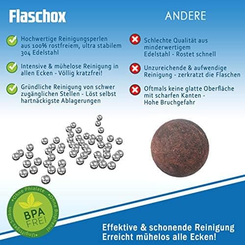 Premium Reinigungsperlen 1050 Kugeln I Hochwertiger Edelstahl I Reinigung von Vasen & Flaschen