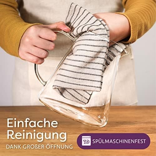 Cosumy Teekanne Glas 1,3 L - Hitzebeständig - Hält lange warm - Spülmaschinenfest