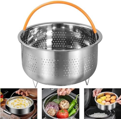 Edelstahl Dampfkorb Topf Einsatz für Dünsten und Garen Dampfeinsatz mit Griff Topf für Gemüse und Früchte (Rund 22cm)