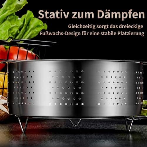 Dampfgarer Einsatz Edelstahl 304 für Töpfe - Dünstet dein Gemüse und Früchte schnell und lecker, 22 cm