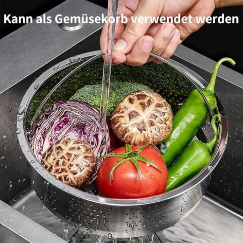 Dampfgarer Einsatz Edelstahl 304 für Töpfe - Dünstet dein Gemüse und Früchte schnell und lecker, 22 cm