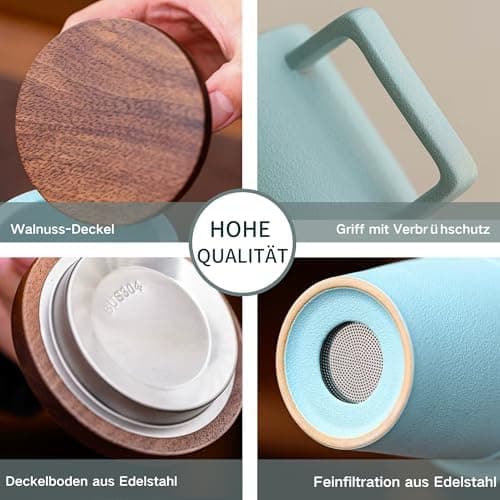 JanYoo Keramik Teetasse mit Deckel und Sieb für Teeliebhaber, 300ml Blooming Tea Geschenke