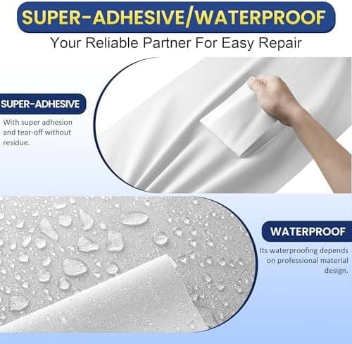 Selbstklebender Textilkleber 10x200cm, Wasserdicht Repair Patch, Zelt Stoffspar Patch für Sofa RV Markisen Stühle