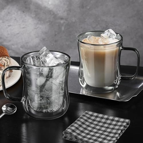 Ecooe Doppelwandige Kaffeetassen Glas 2er Set für Cappuccino und Tee Borosilikatglas