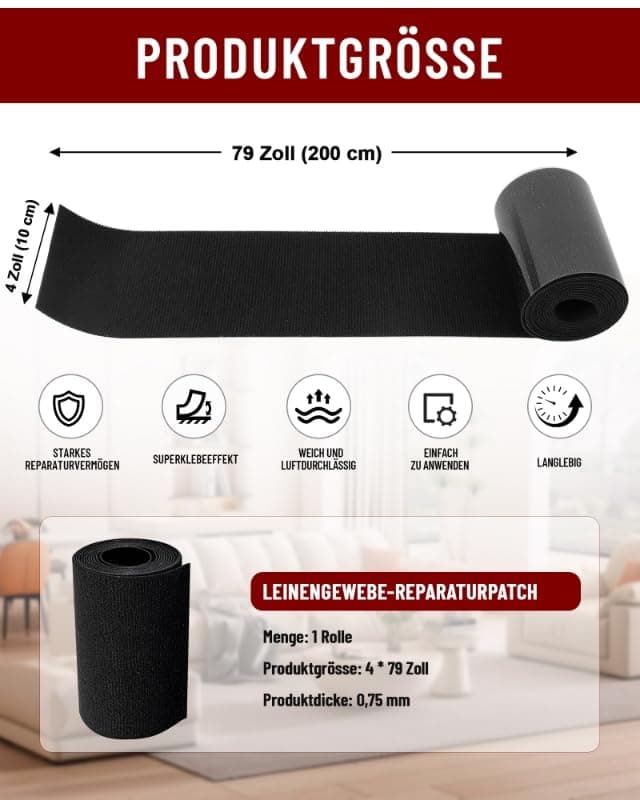 Gewebe-Reparaturband für Segeltuch und Markise - strapazierfähiges Reparaturband zur Wiederherstellung von Rotholz-Möbel