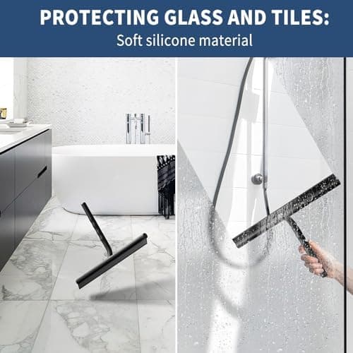 ECOOE Silikon Duschabzieher 33cm Schwarz, für Bad und Badezimmer
| ECOOE Silikonduschabzieher ohne Bohrungen, für Glass