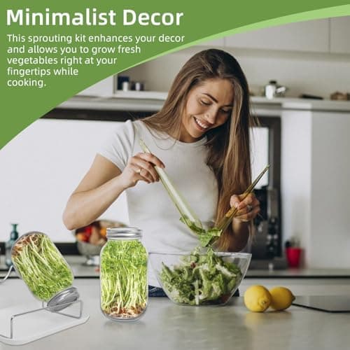 2 Stk Breiter Öffnung Sprossenglas 1000ml für Keimglas und Sprossenzucht Mit Deckel, Tropfschale und Bürste, ideal für d