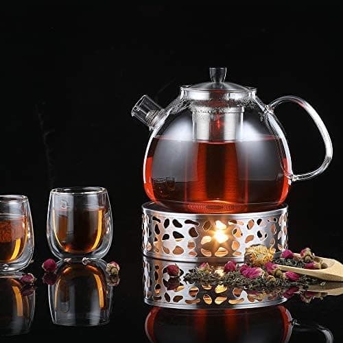 Ecoe Stövchen Teewärmer Kaffeewärmer 320ML Edelstahl mit Teelichtofen und Teelichthalter für Tee und Kaffee