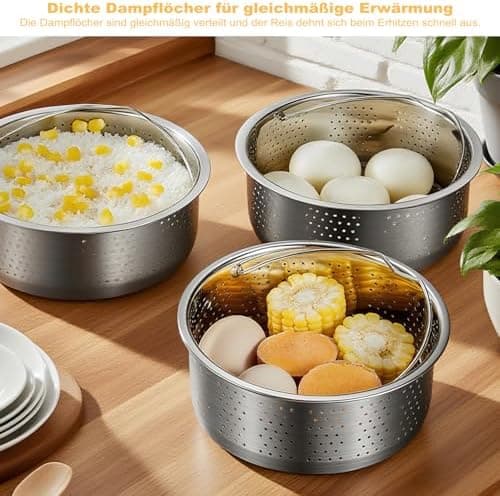 Edelstahl 304 Dampfgarer Topf für schnell kochendes Gemüse und Früchte mit Griff (22cm) - Topf mit Dämpfereinsatz für Ko