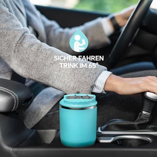 Ideaux Isolierbecher 14oz (420ml) | Doppelwandig | Eign. für Kaffee & Tee - Grün | Auslaufsicher | Reisebef. | Heiß & Ka