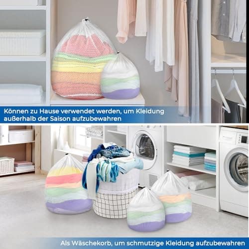 Ecoe groß Wäschesack für Waschmaschine, ideal für Schulanfang und Wohnung, XXL Netz mit Kordelstopper, 60x90cm