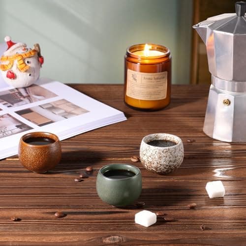 EcoeEspressotassen Dickwandig Porzellan 5er Set 50ml, Handgefertigte Keramik Kaffeetassen für Damen und Herren, ideale W