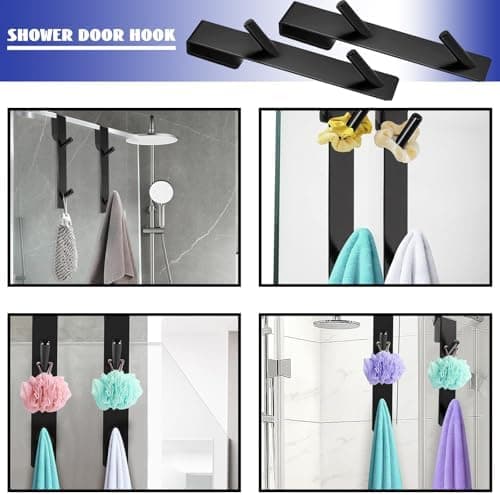 2 Stück Goldfarben Haken Duschwand ohne Bohren | Glaswand Handtuchhalter Dusche | Gummi Schutz