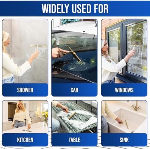 Wunset Groß Silber Abzieher Dusche - 25 cm Silber für Dusche, Bad, Fliesen, Spiegel, Fenster - 6-teiliges Set mit 2 Ersa