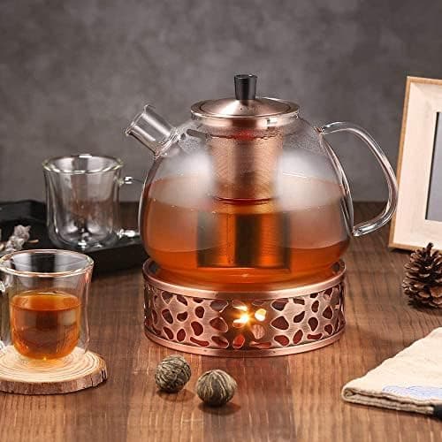 Ecooe Original 1500ml Bronzeschiefer Glass Tea Kettle Borosilicate Glass Tea Infuser with Removable 18/8 Stainless Steel