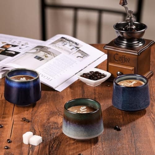 Cappuccino Tassen Set Dickwandig aus Steingut - Porzellan Kaffeetassen set für Männer Geschenke