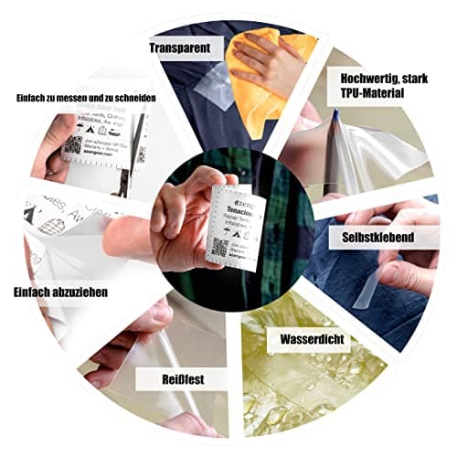 aZengear Wasserdichtes Klebeband Transparent für Zeltreparatur und Daunenjacke Reparatur |ClimatePartner certified | Mar